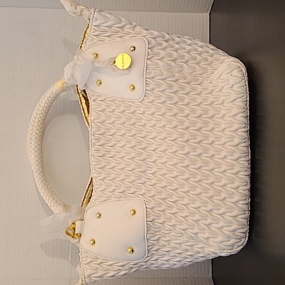 Big Buddha - white leather tote